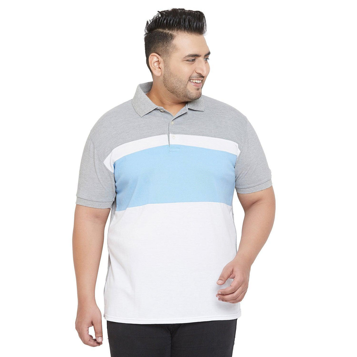 Men Plus Size Juno Colorblock Polo Tshirt - bigbanana