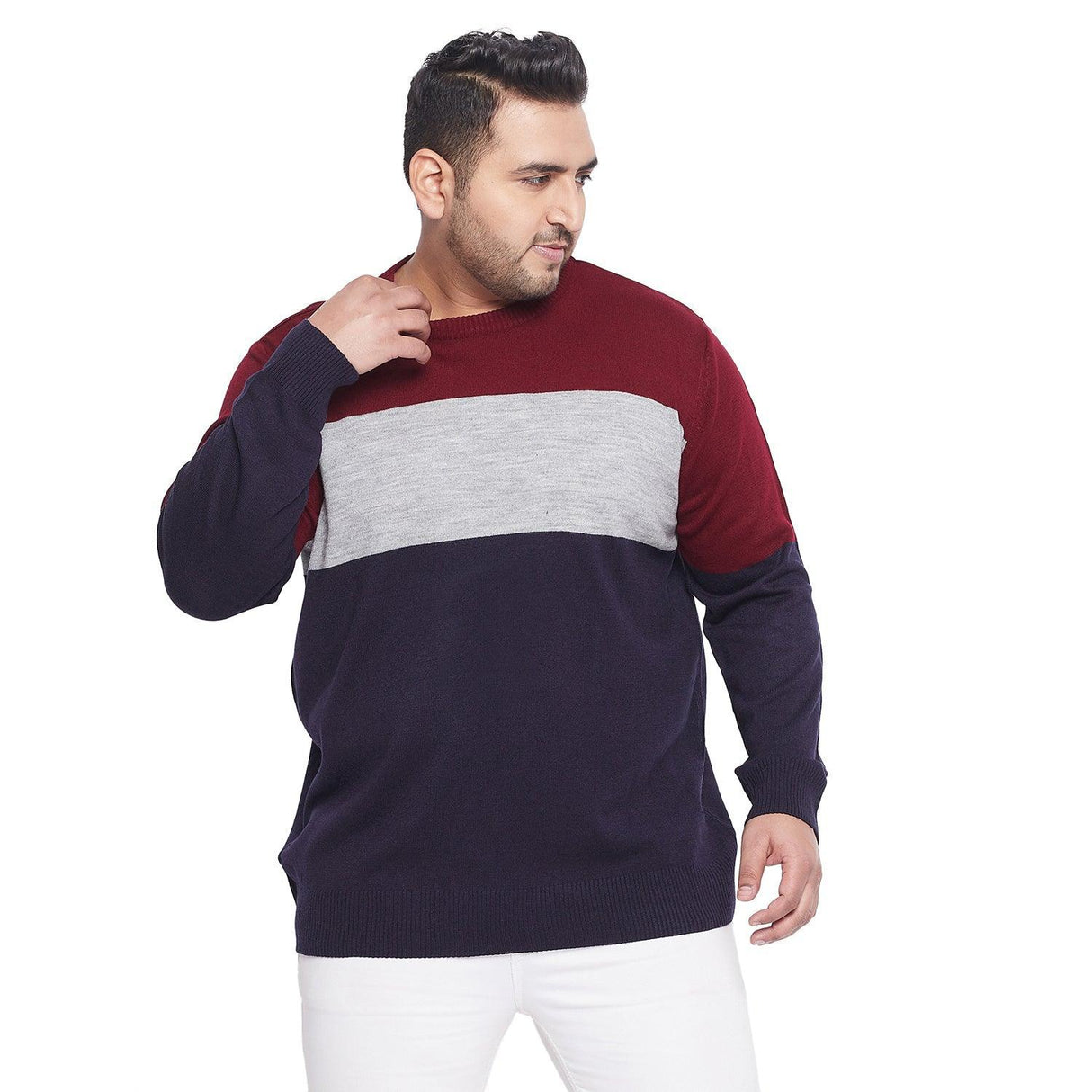 Men Plus Size Kyle Colorblock Sweater - bigbanana