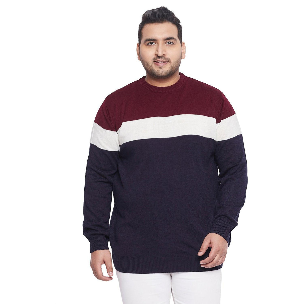 Men Plus Size Lance Colorblock Sweater - bigbanana