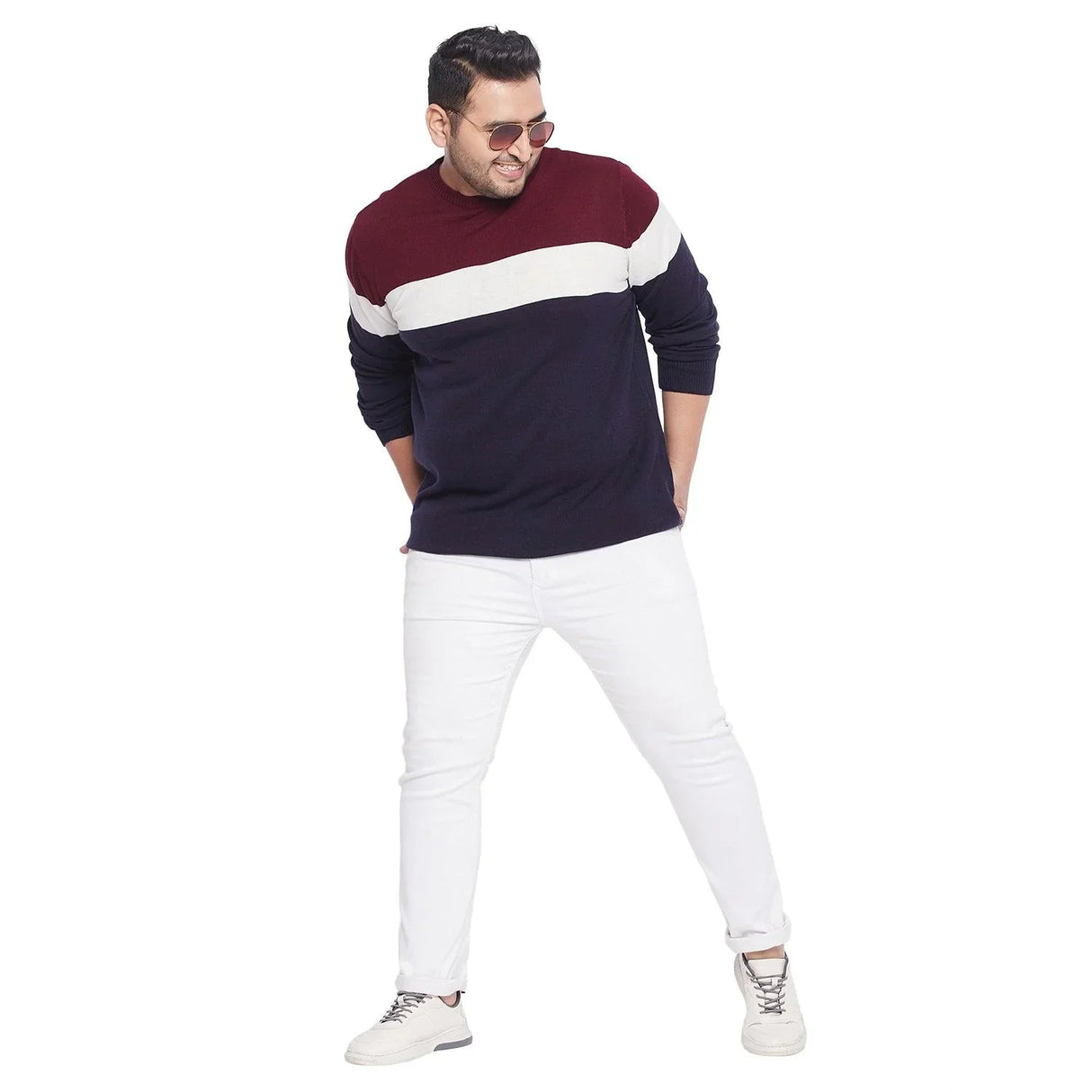 Men Plus Size Lance Colorblock Sweater - bigbanana