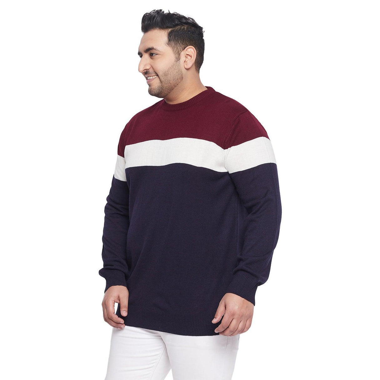 Men Plus Size Lance Colorblock Sweater - bigbanana