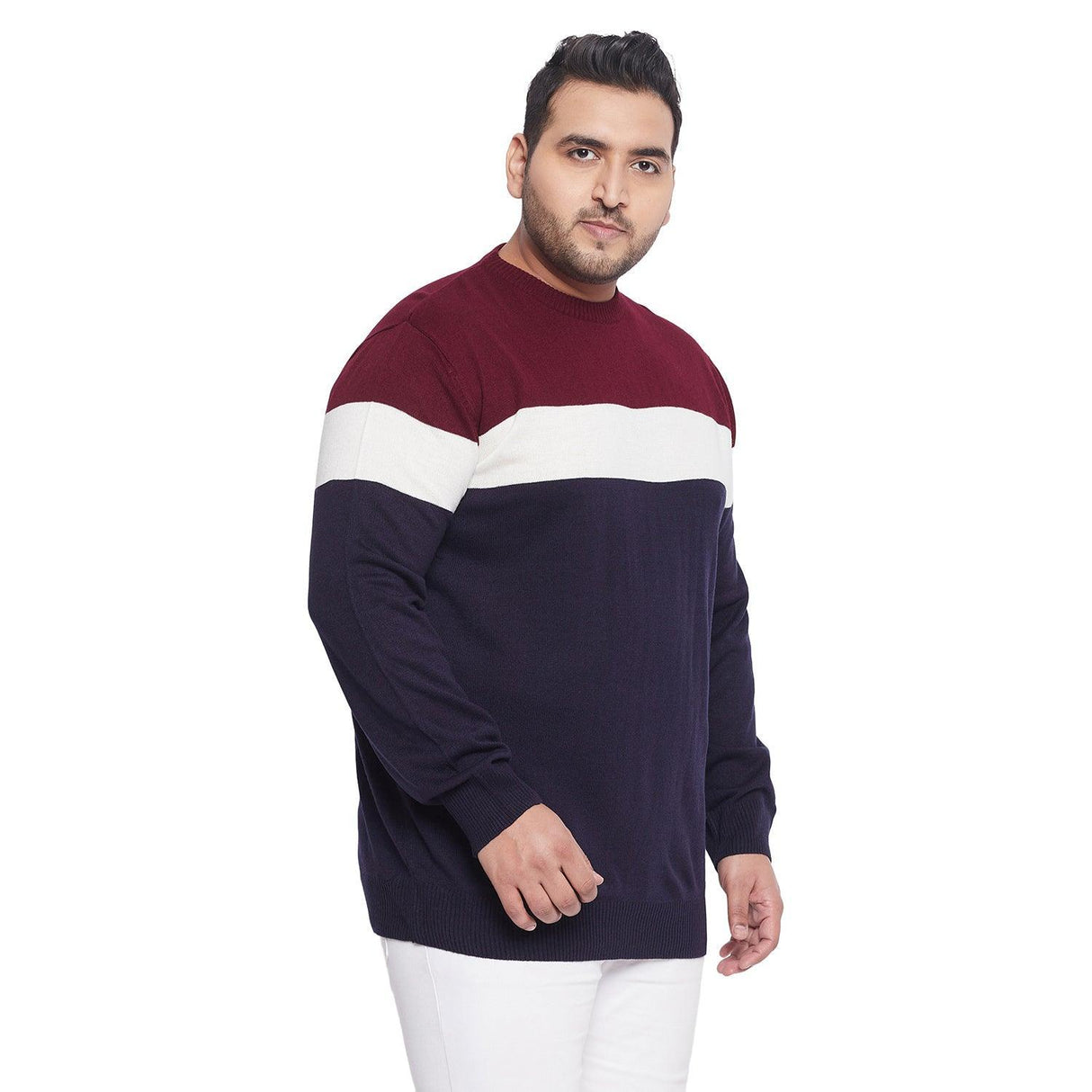 Men Plus Size Lance Colorblock Sweater - bigbanana