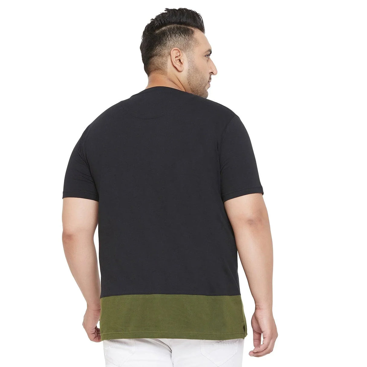 Men Plus Size Lison Colorblock Round Neck Tshirt - bigbanana