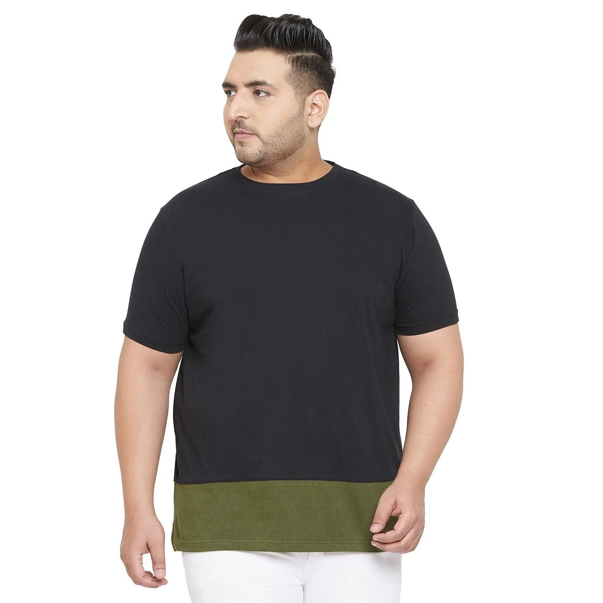 Men Plus Size Lison Colorblock Round Neck Tshirt - bigbanana