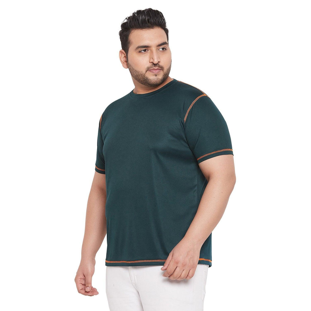 Men Plus Size Malchi Solid Round Neck Tshirt - bigbanana
