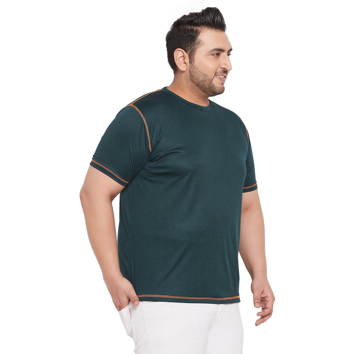 Men Plus Size Malchi Solid Round Neck Tshirt - bigbanana