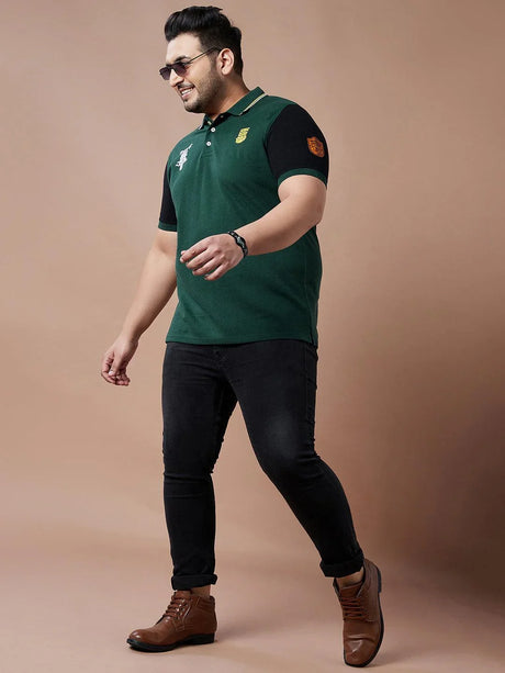 Men Plus Size Manifold Colorblock Polo Tshirt - bigbanana