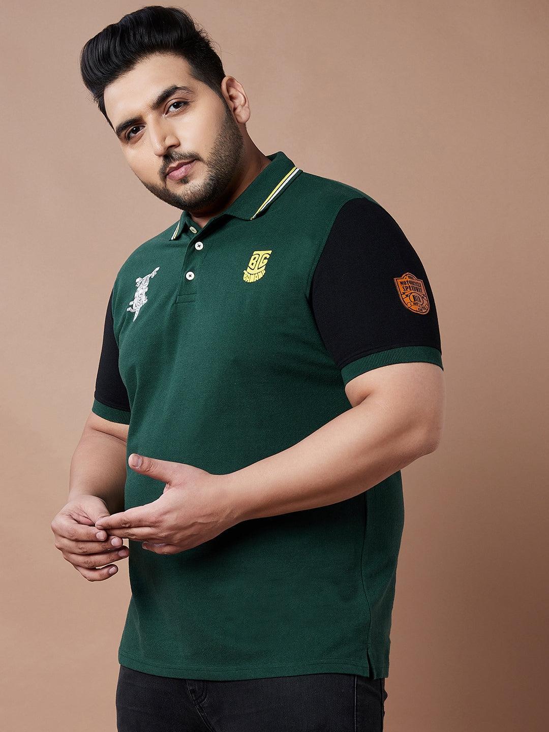 Men Plus Size Manifold Colorblock Polo Tshirt - bigbanana