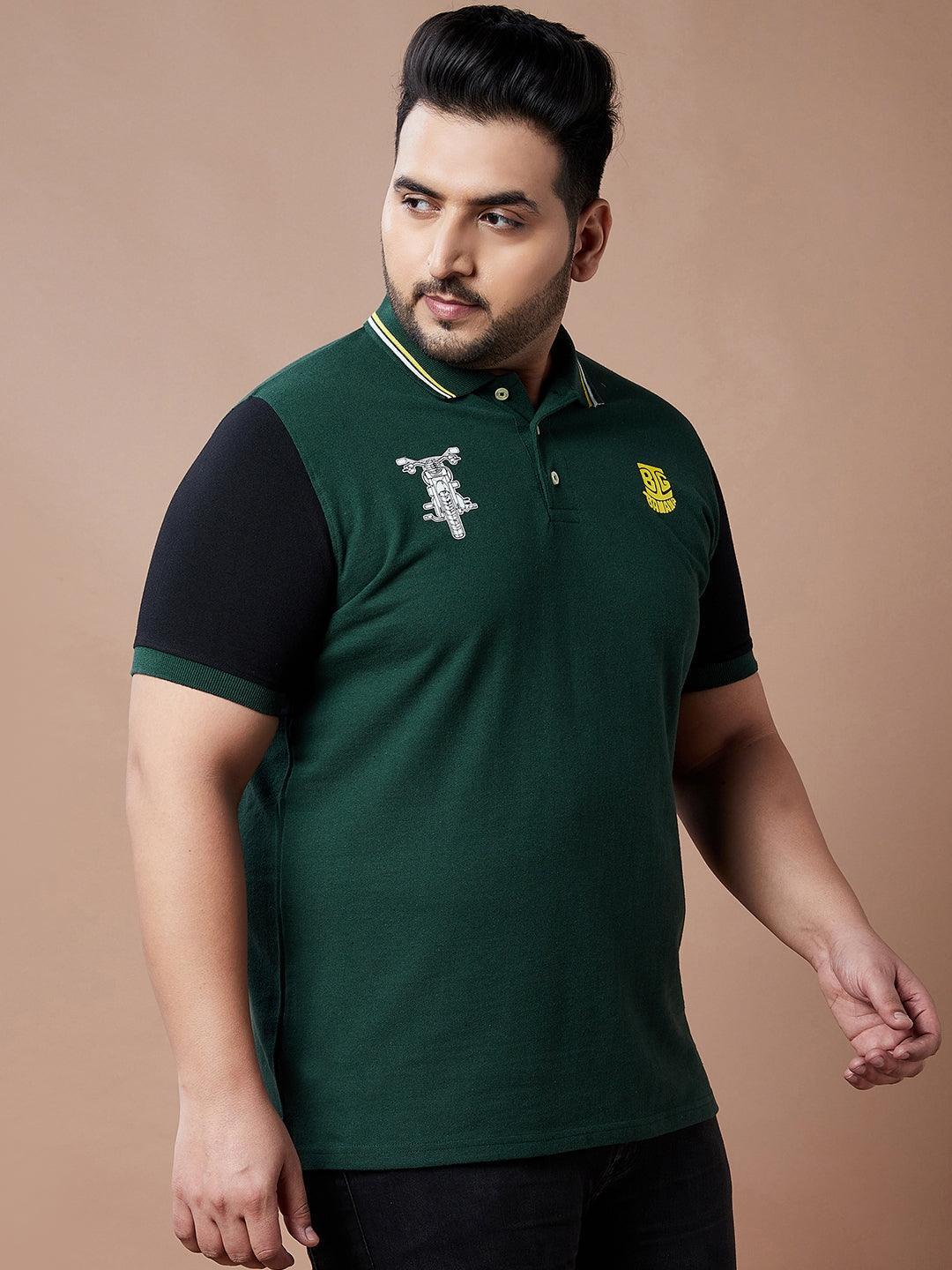 Men Plus Size Manifold Colorblock Polo Tshirt - bigbanana