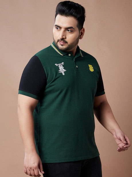 Men Plus Size Manifold Colorblock Polo Tshirt - bigbanana