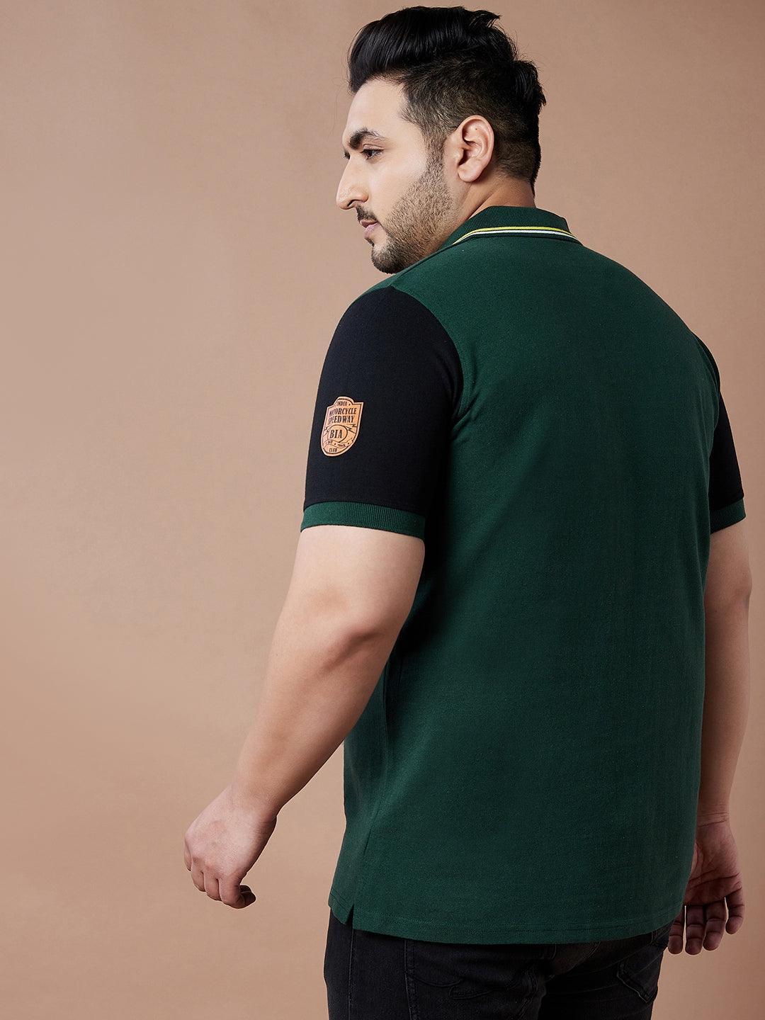Men Plus Size Manifold Colorblock Polo Tshirt - bigbanana