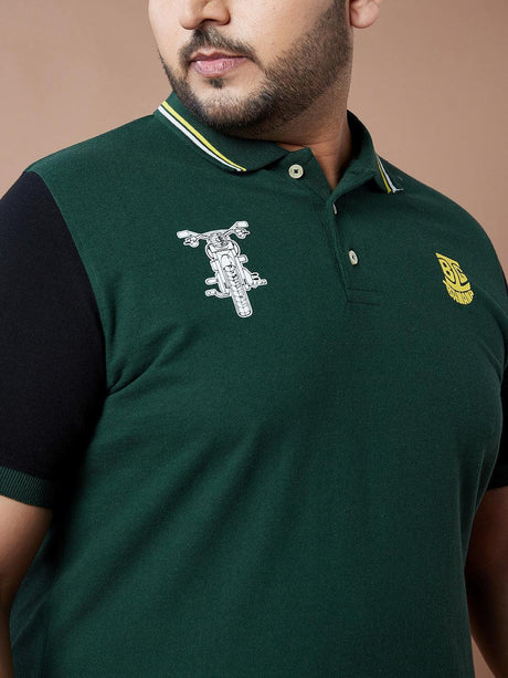 Men Plus Size Manifold Colorblock Polo Tshirt - bigbanana