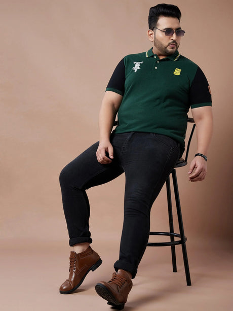 Men Plus Size Manifold Colorblock Polo Tshirt - bigbanana
