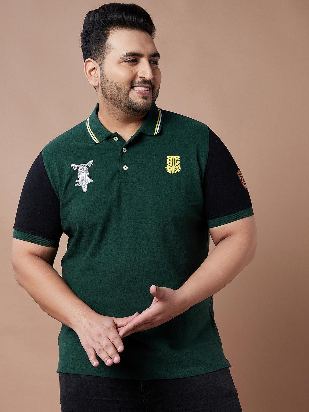 Men Plus Size Manifold Colorblock Polo Tshirt - bigbanana