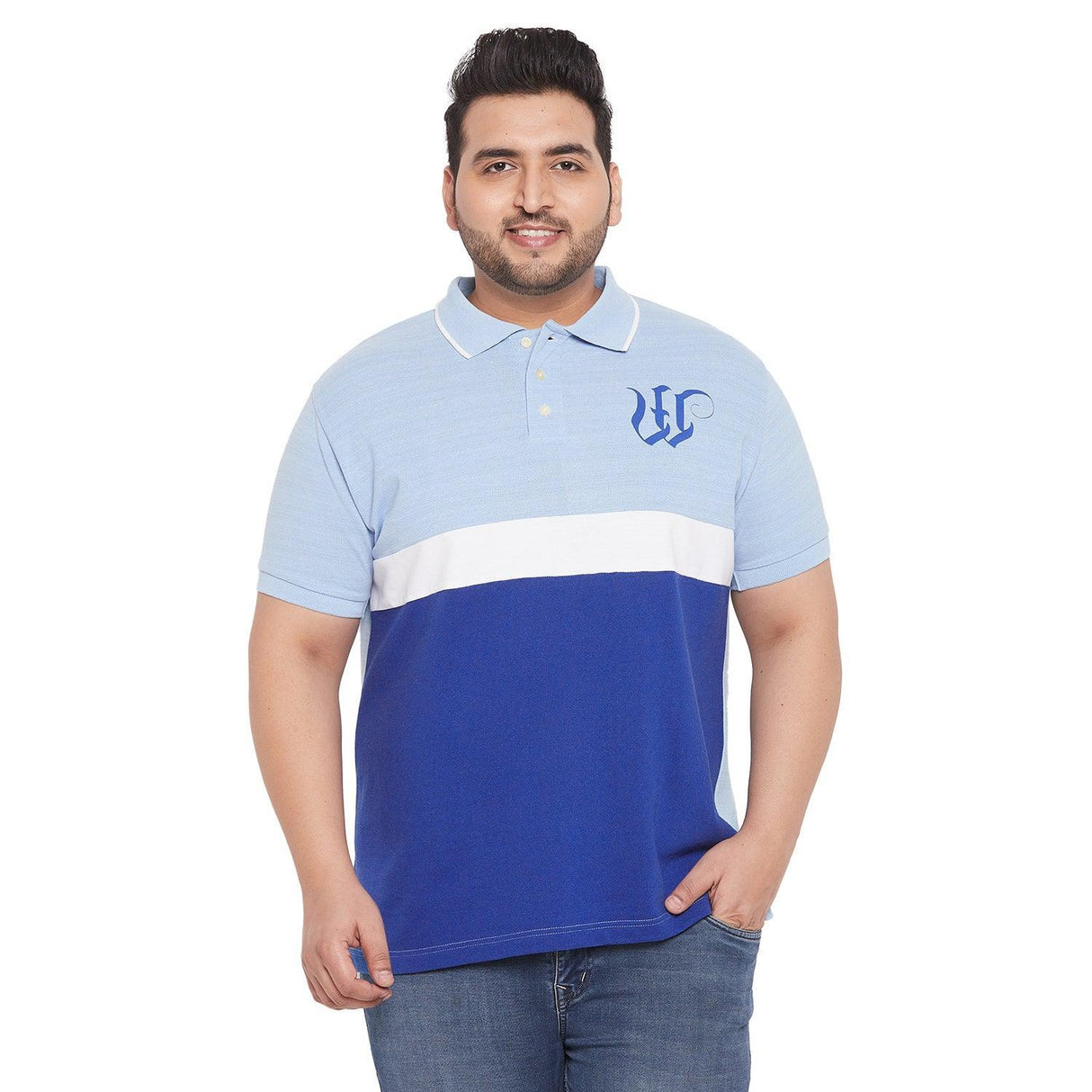 Men Plus Size Maximo Colorblock Polo Tshirt - bigbanana
