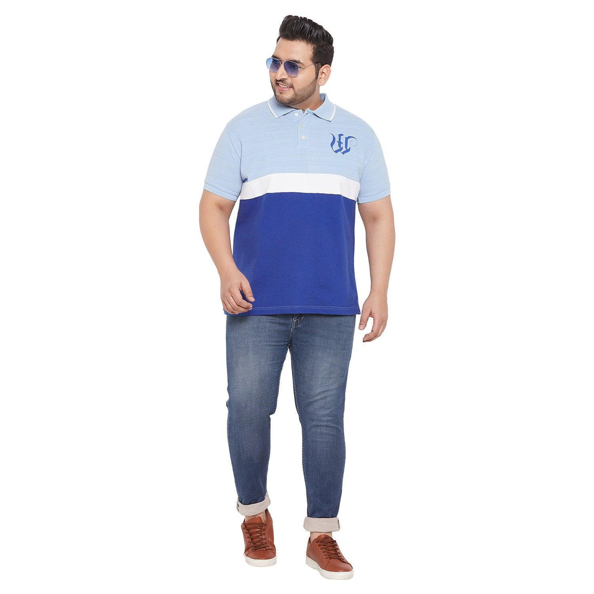 Men Plus Size Maximo Colorblock Polo Tshirt - bigbanana