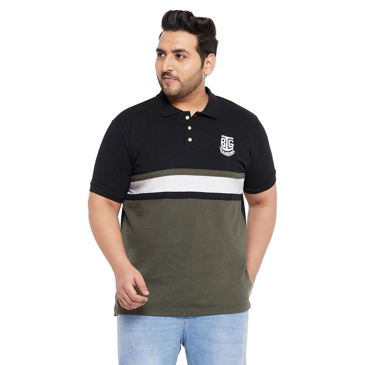 Men Plus Size Mayaso Colorblock Polo Tshirt - bigbanana