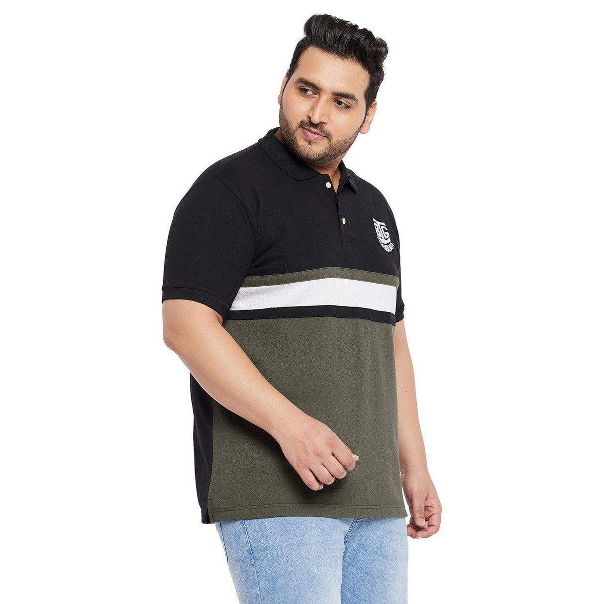 Men Plus Size Mayaso Colorblock Polo Tshirt - bigbanana