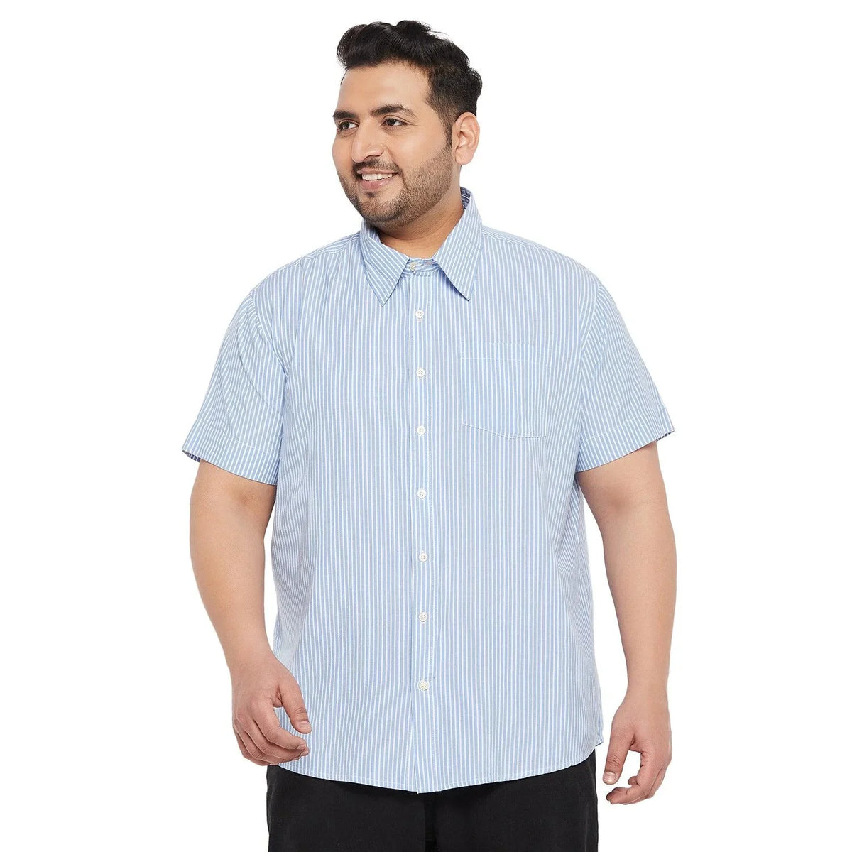 Men Plus Size Mingo Striped Shirt bigbanana