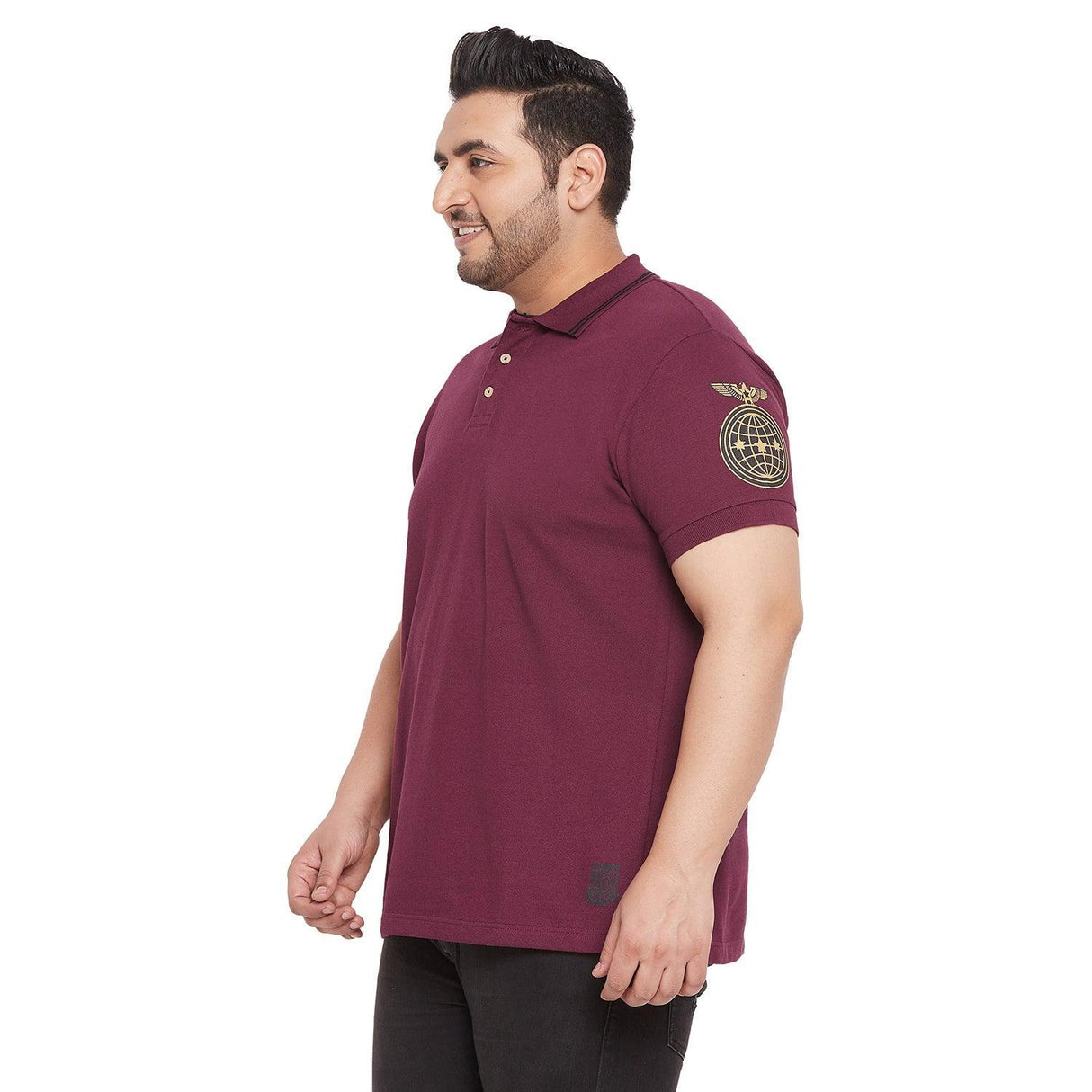 Men Plus Size Motif Solid Polo Tshirt - bigbanana
