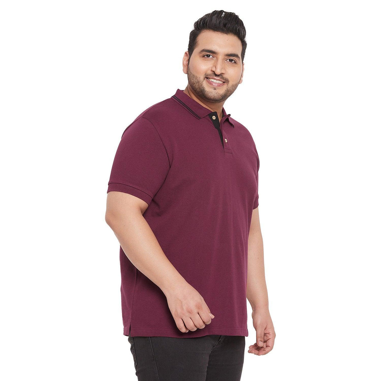 Men Plus Size Motif Solid Polo Tshirt - bigbanana