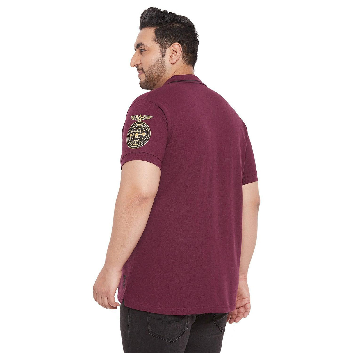 Men Plus Size Motif Solid Polo Tshirt - bigbanana