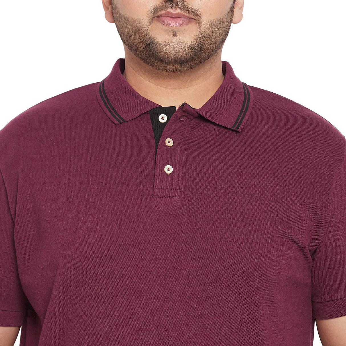 Men Plus Size Motif Solid Polo Tshirt - bigbanana