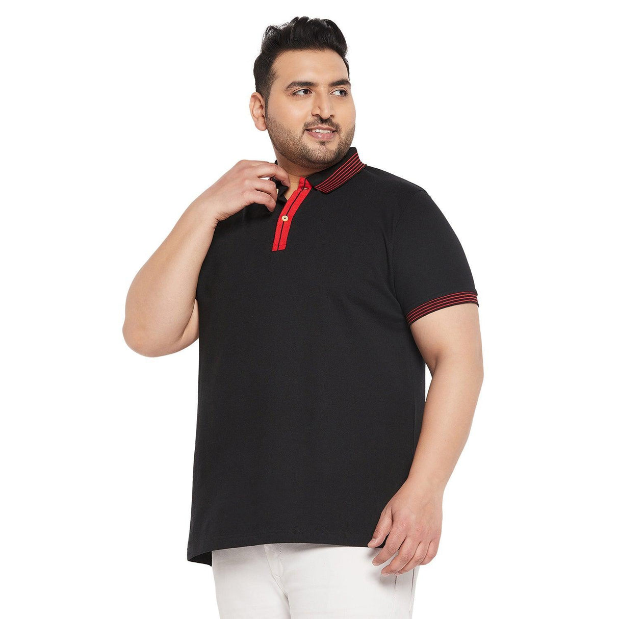 Men Plus Size Notched Solid Polo Tshirt - bigbanana