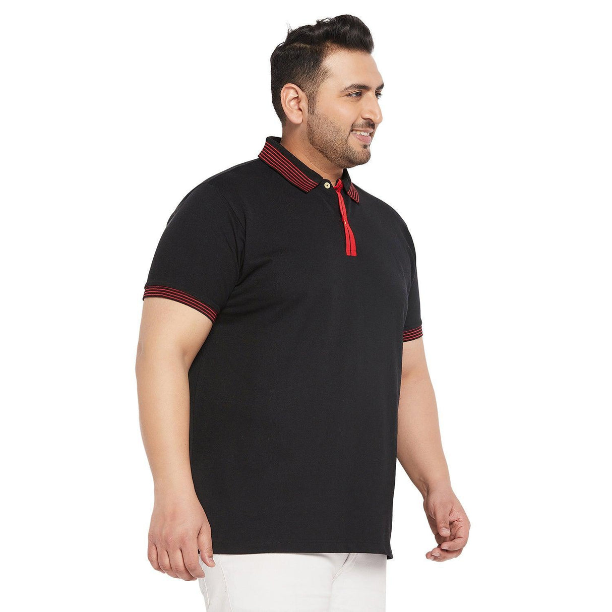 Men Plus Size Notched Solid Polo Tshirt - bigbanana