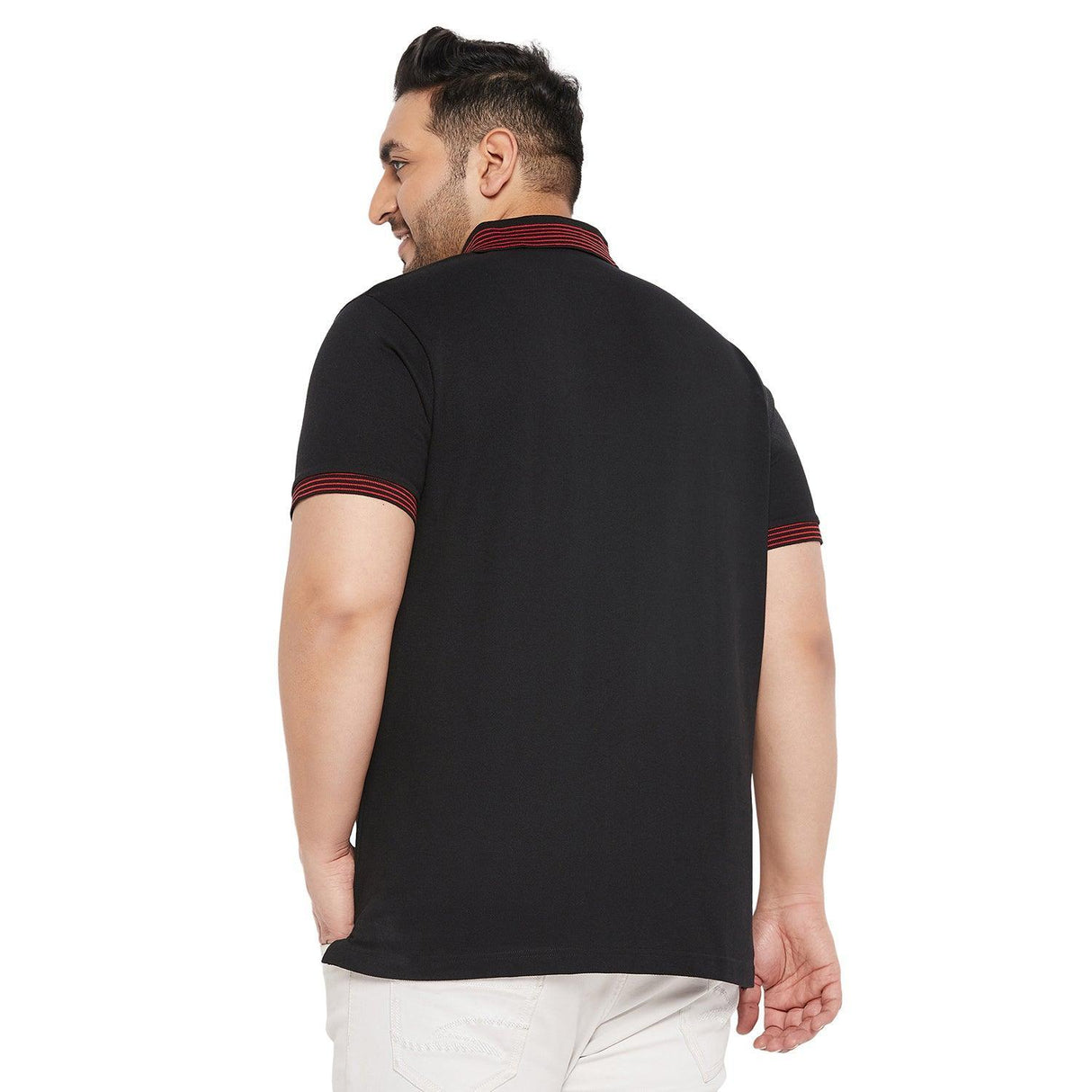 Men Plus Size Notched Solid Polo Tshirt - bigbanana