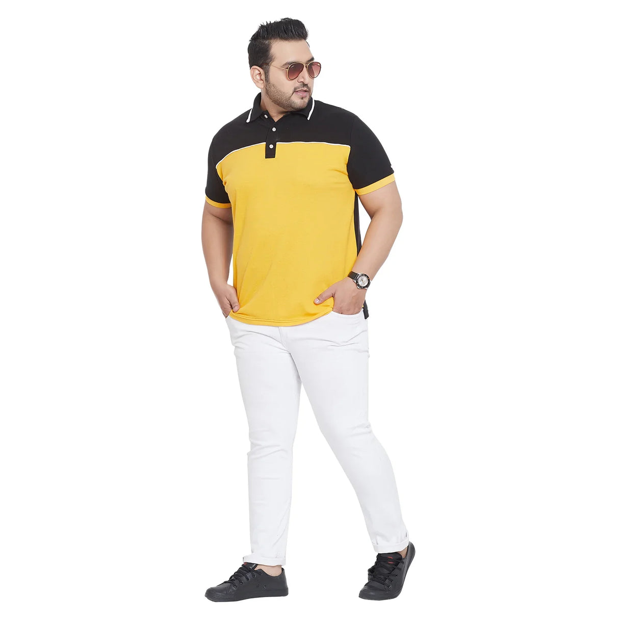 Men Plus Size Peyton Colorblock Polo Tshirt - bigbanana