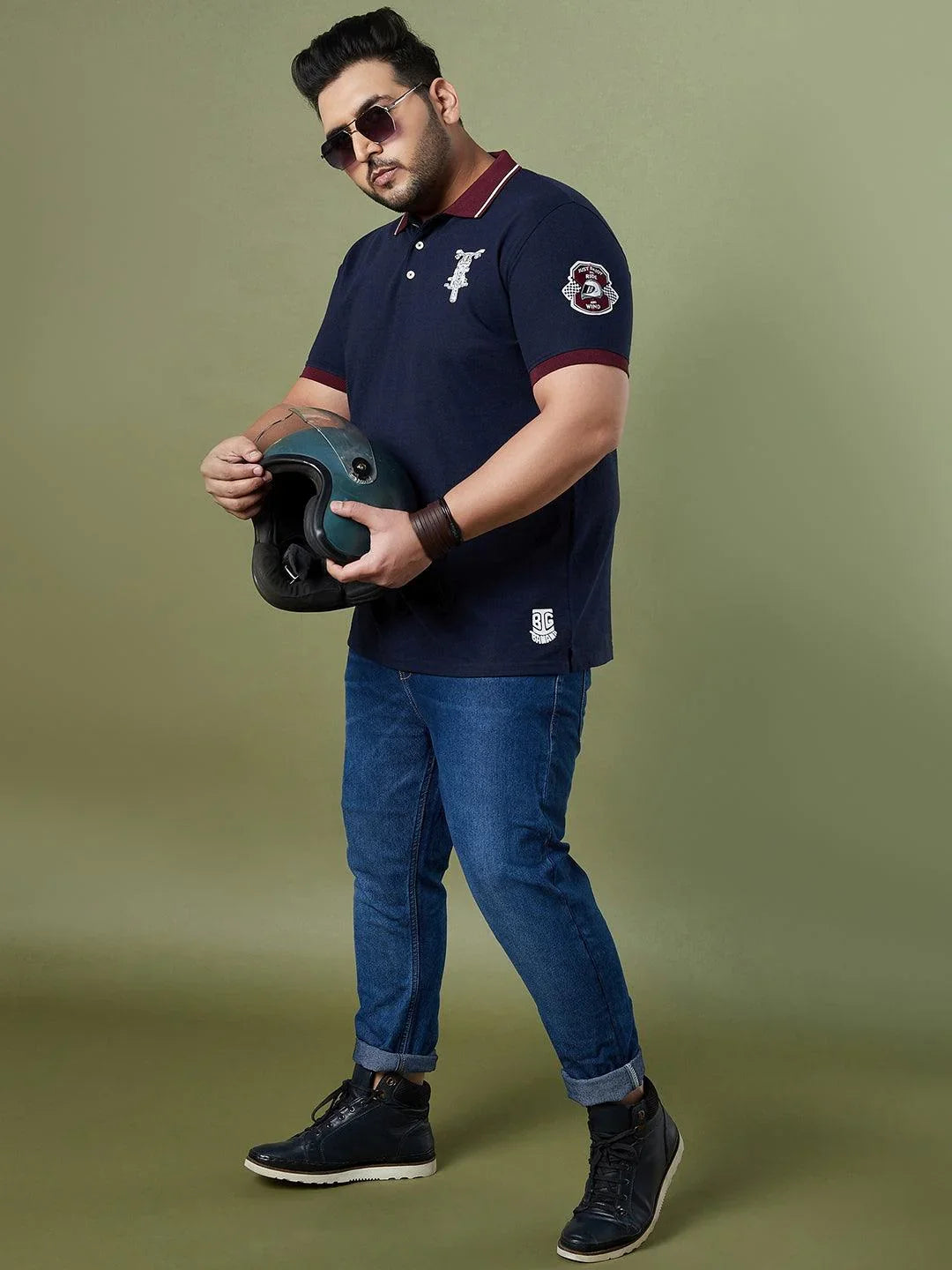 Men Plus Size Piston Solid Polo Tshirt - bigbanana