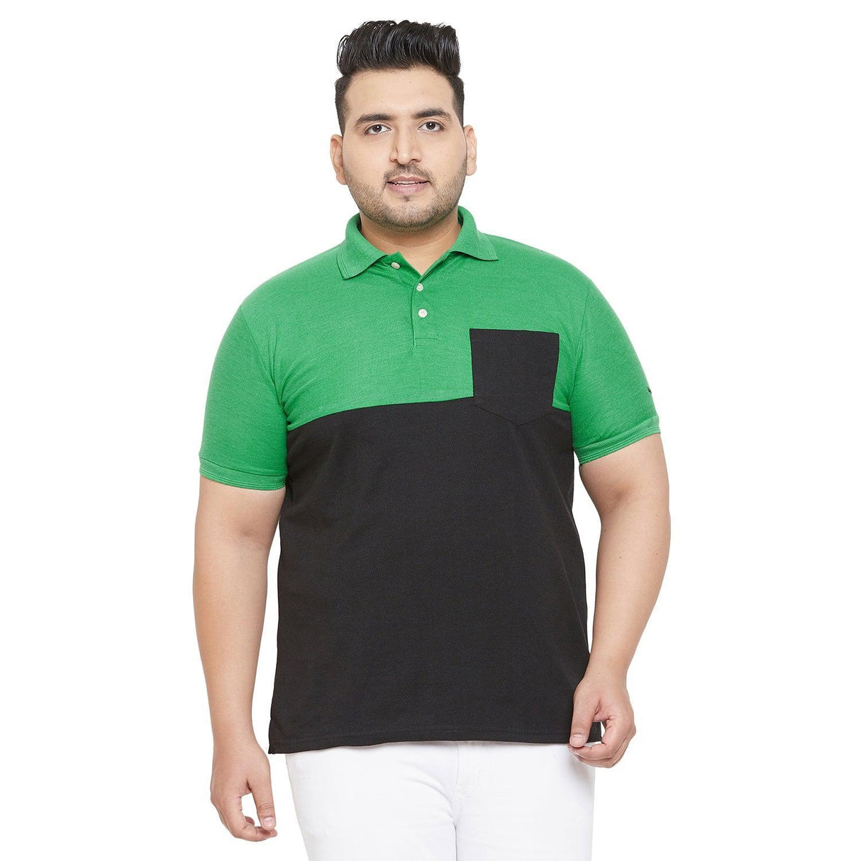Men Plus Size Pock Colorblock Polo Tshirt - bigbanana