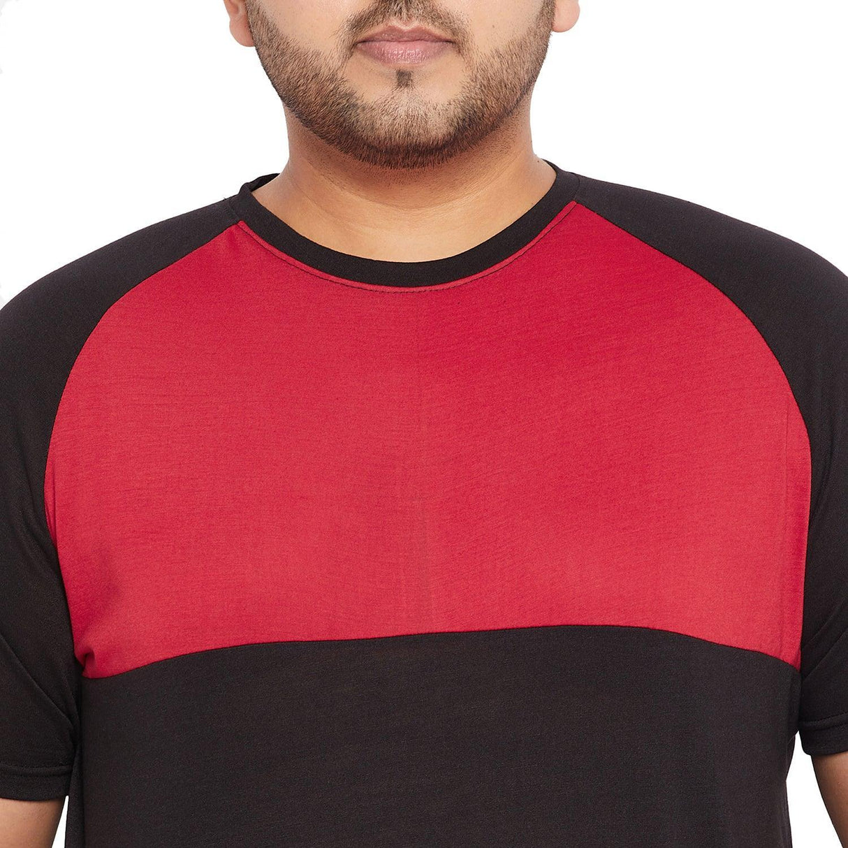 Men Plus Size Rojo-B Colorblock Round Neck Tshirt - bigbanana