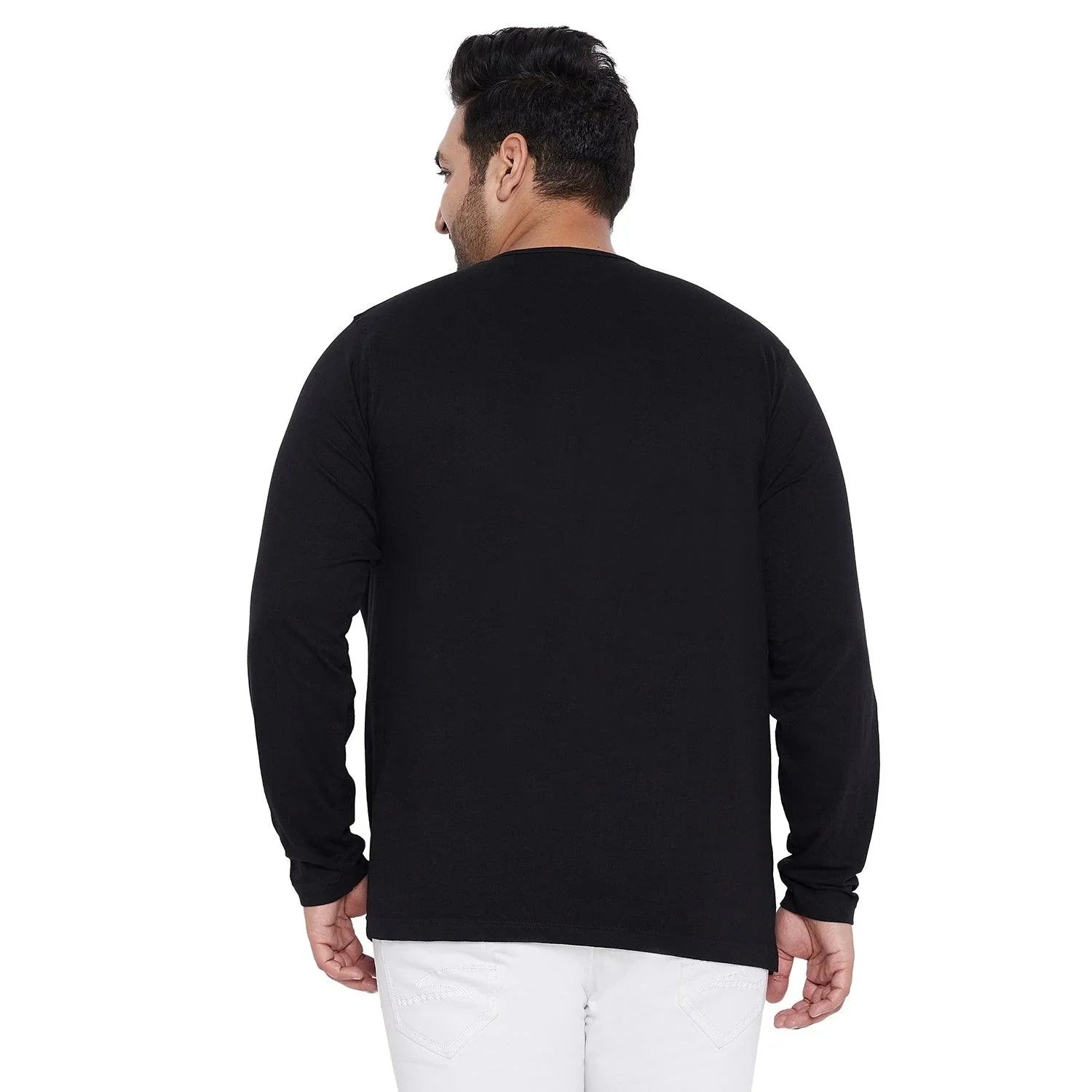 Men Plus Size Bloom Solid Henley Tshirt - bigbanana