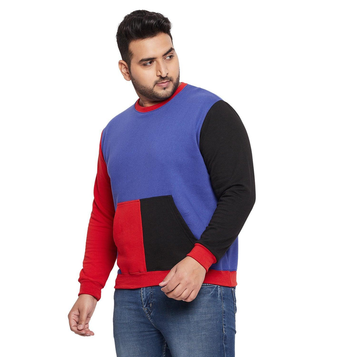 Men Plus Size Elway Colorblock Sweatshirt - bigbanana