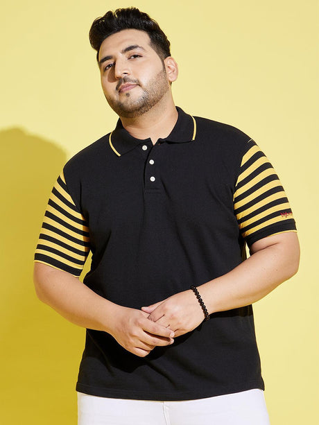 Men Plus Size Sello Coloblock Polo Tshirt - bigbanana