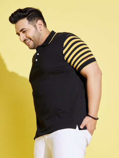 Men Plus Size Sello Coloblock Polo Tshirt - bigbanana