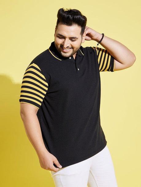Men Plus Size Sello Coloblock Polo Tshirt - bigbanana