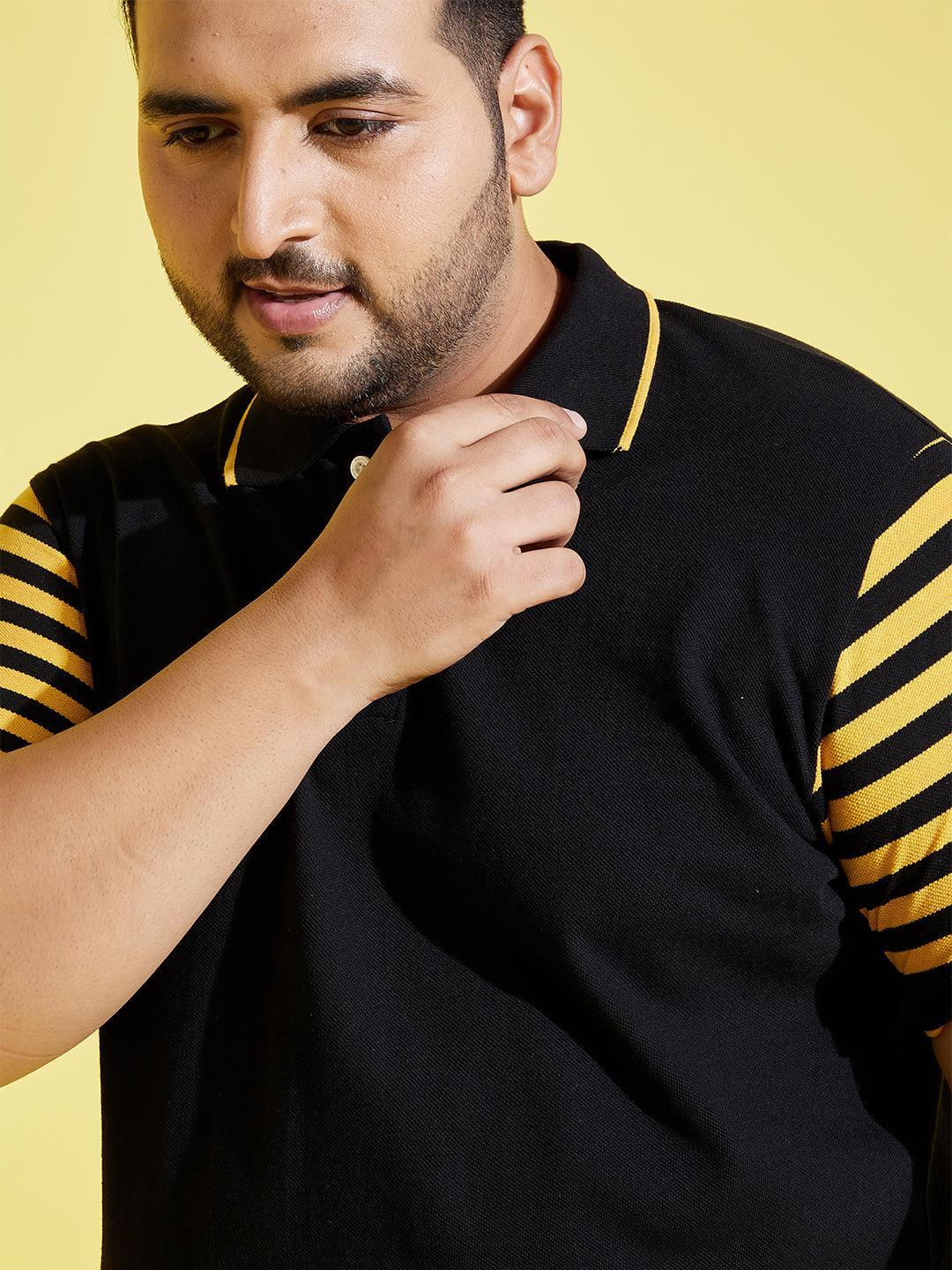 Men Plus Size Sello Coloblock Polo Tshirt - bigbanana