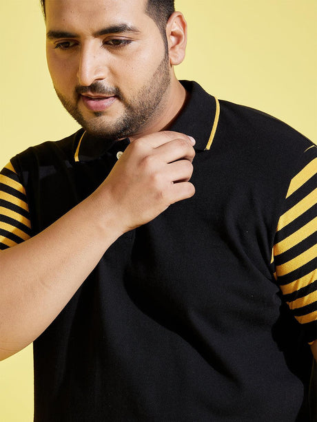 Men Plus Size Sello Coloblock Polo Tshirt - bigbanana