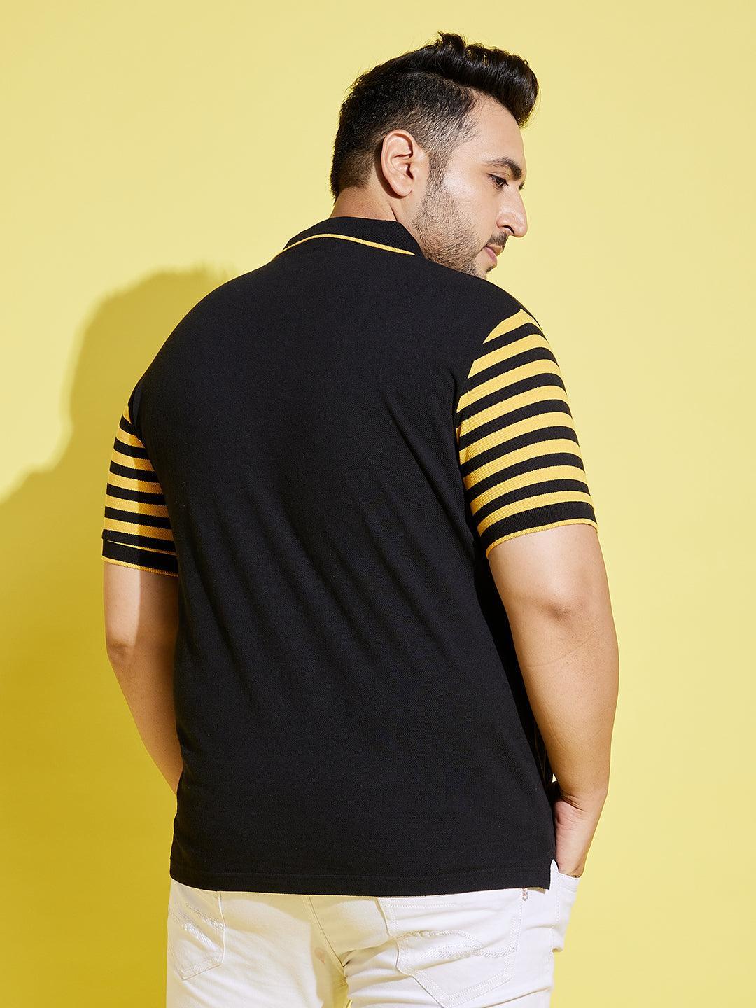 Men Plus Size Sello Coloblock Polo Tshirt - bigbanana