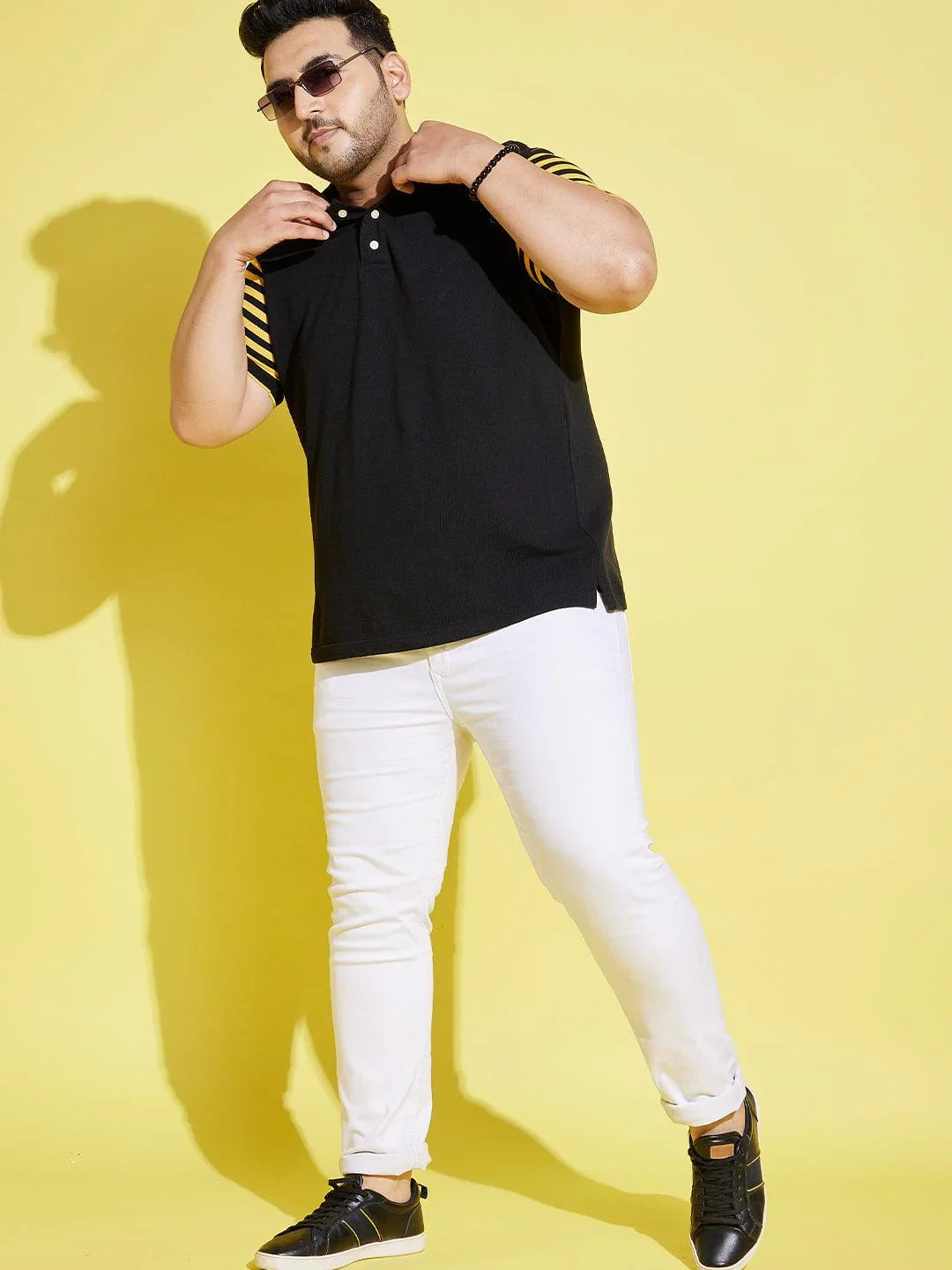 Men Plus Size Sello Coloblock Polo Tshirt - bigbanana