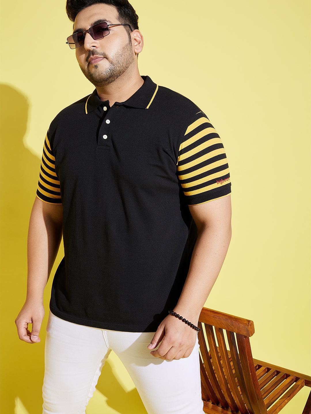 Men Plus Size Sello Coloblock Polo Tshirt - bigbanana