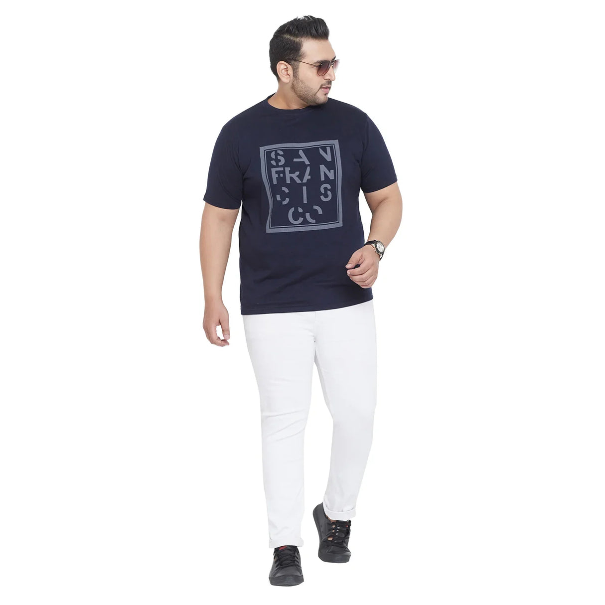 Men Plus Size Space Printed Round Neck Tshirt - bigbanana