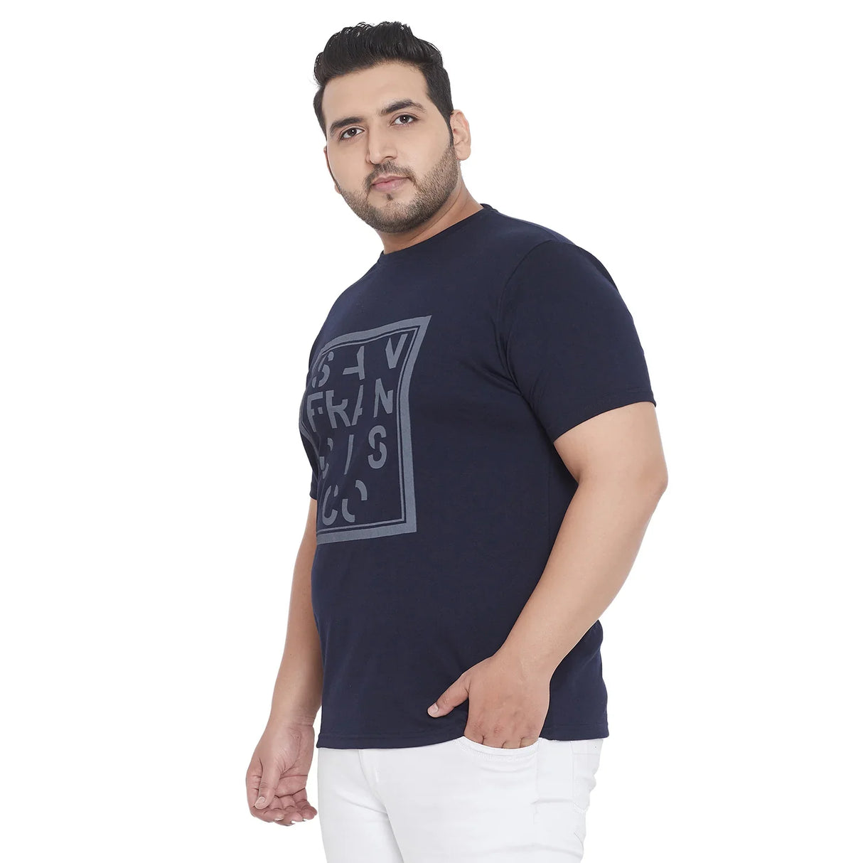 Men Plus Size Space Printed Round Neck Tshirt - bigbanana