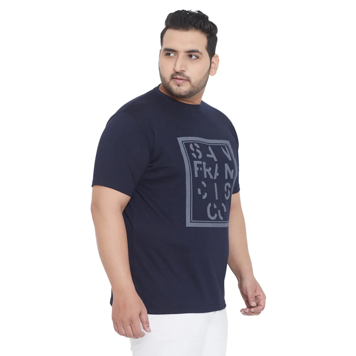 Men Plus Size Space Printed Round Neck Tshirt - bigbanana