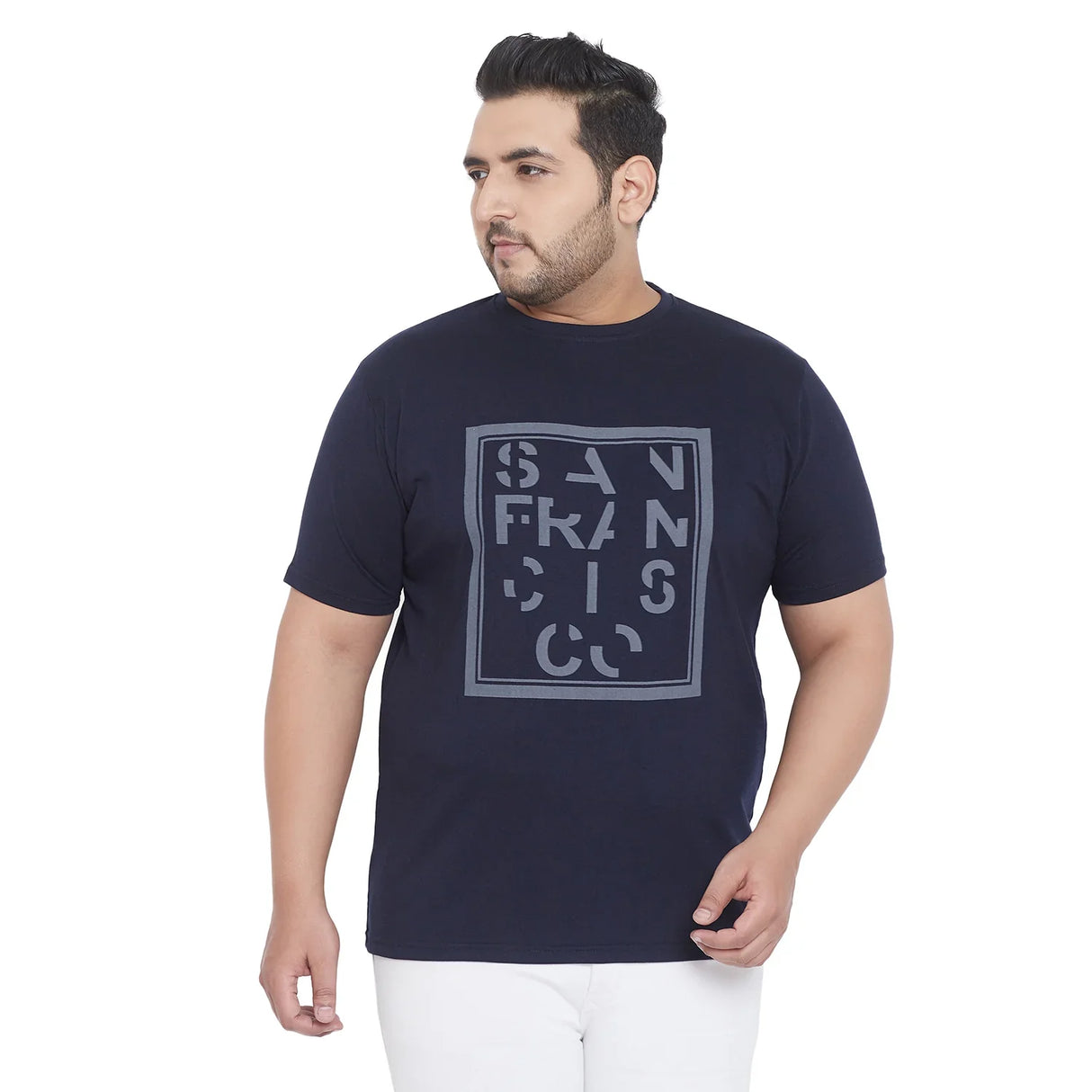 Men Plus Size Space Printed Round Neck Tshirt - bigbanana