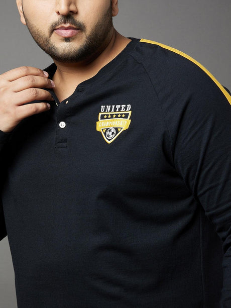 Men Plus Size Tactics Colorblock Henley Tshirt - bigbanana