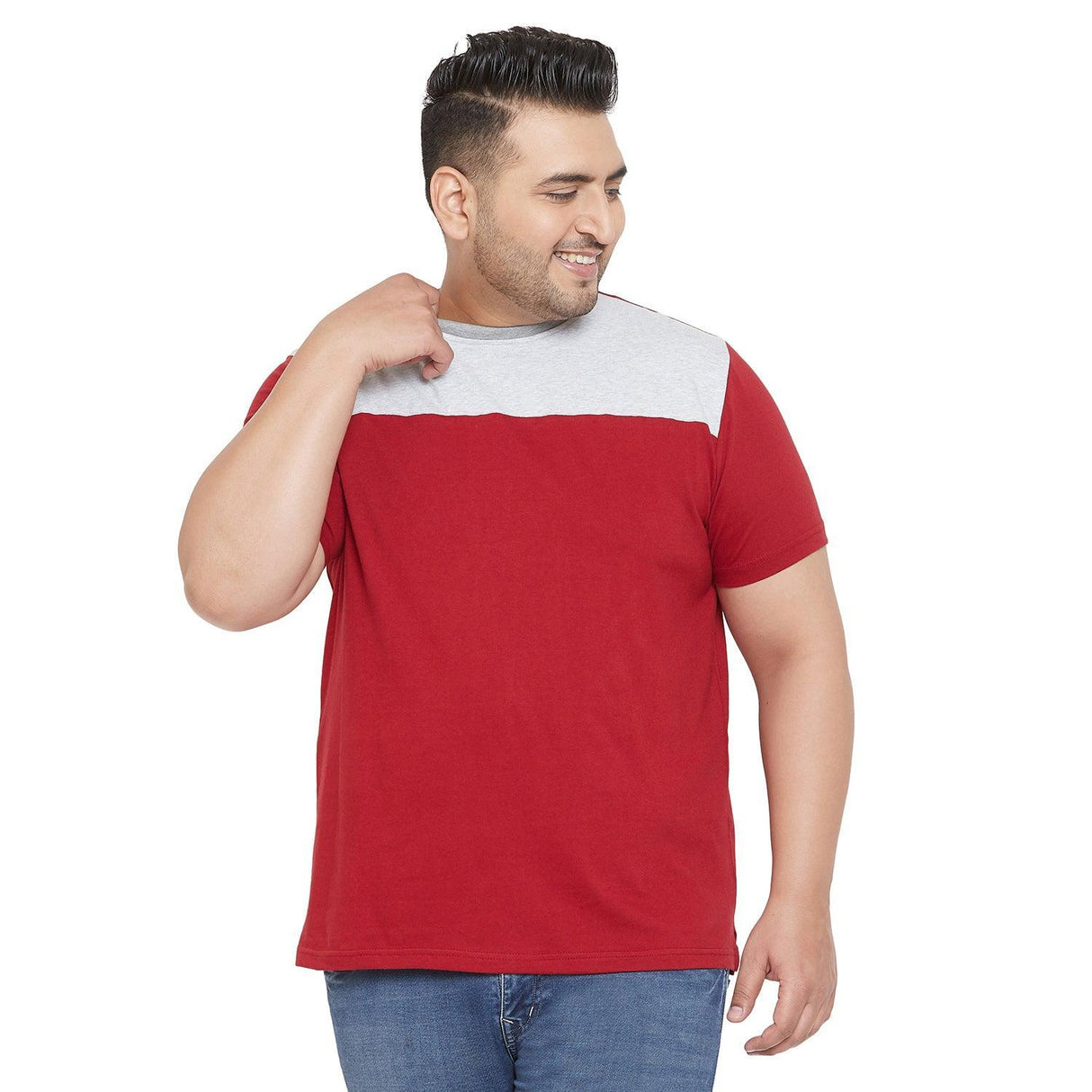 Men Plus Size Troop Colorblock Round Neck Tshirt - bigbanana